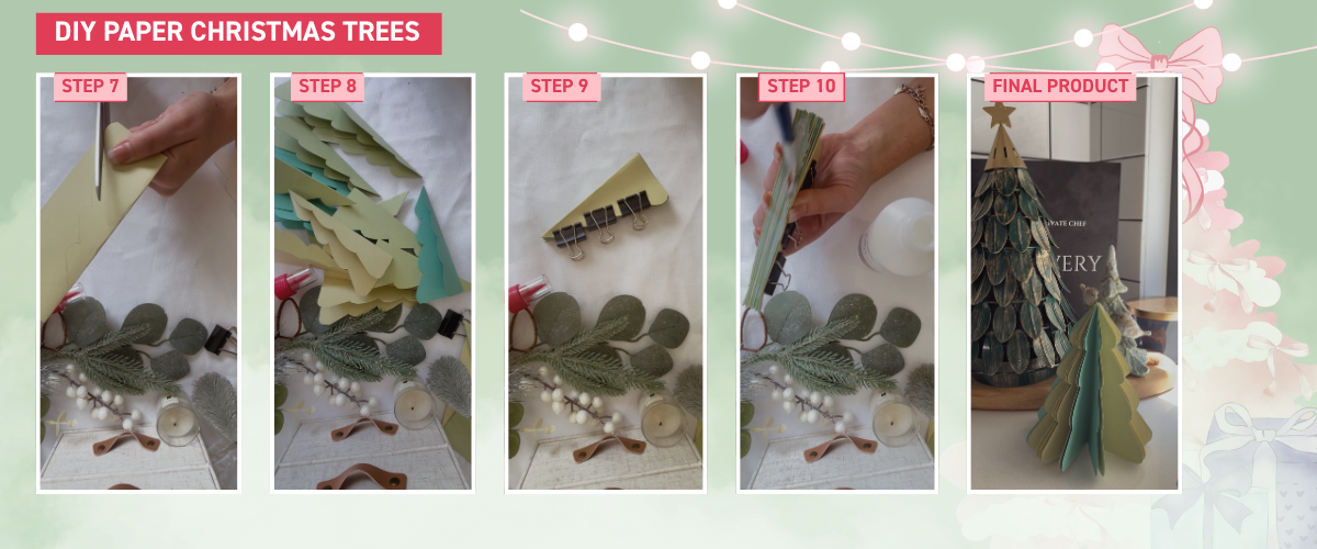 Crafted tabletop Christmas trees using art and craft supplies from Art Shed – beginner-friendly project