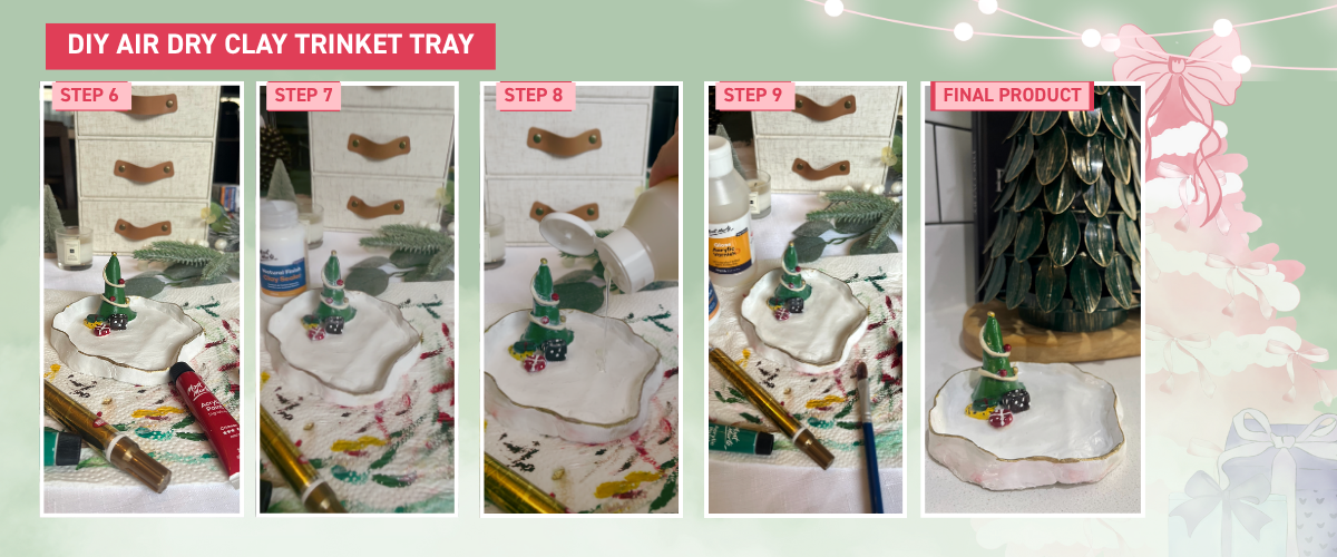 Painted festive trinket dish made with clay – simple Christmas DIY craft for all ages