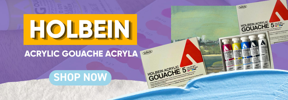 Holbein Acryla acrylic gouache paint — professional flat matte acrylic gouache for illustration and graphic art, Art Shed Australia