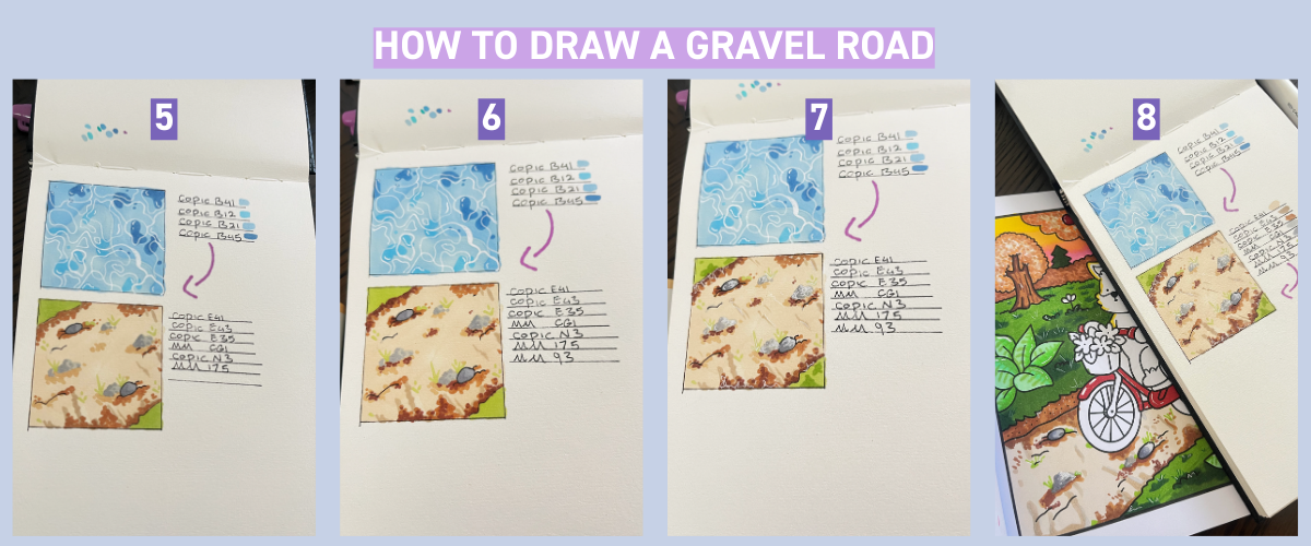 Beginner alcohol marker landscape tutorial with gravel road effect