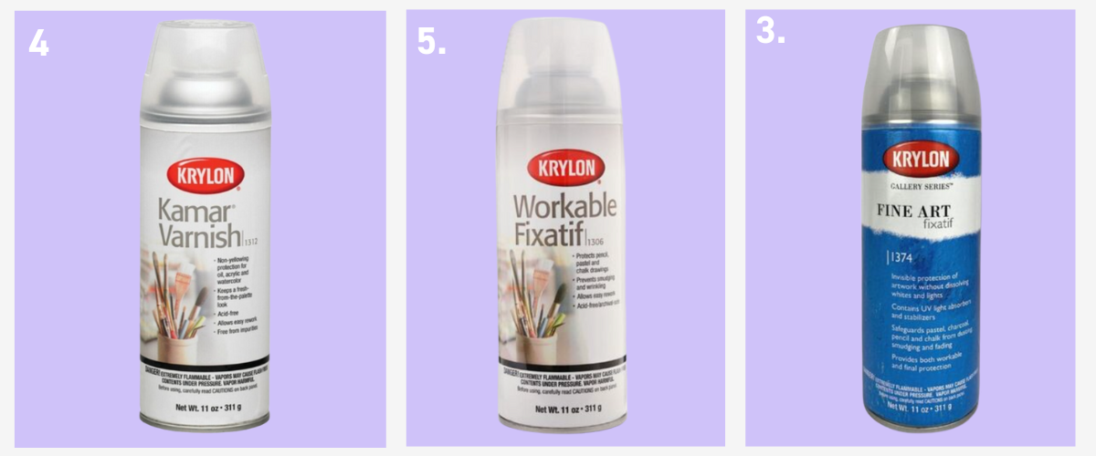 Krylon Kamar Varnish spraying over acrylic painting, demonstrating crystal-clear, non-yellowing final coat