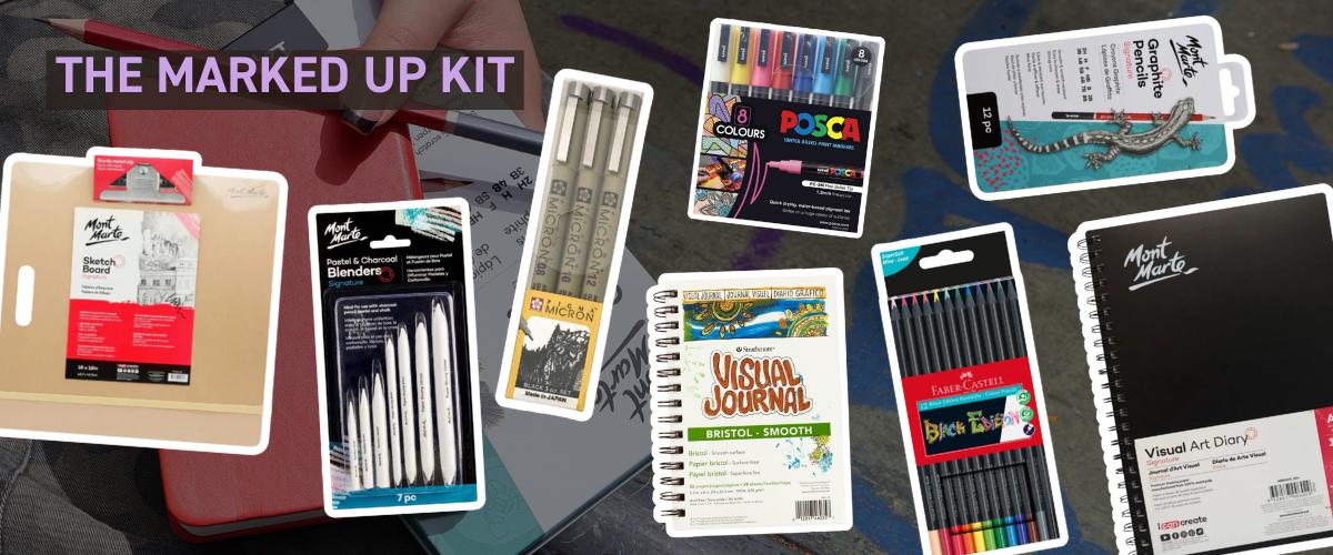  Graffiti-style marker kit with paint pens and smooth paper for bold lettering and colour fills
