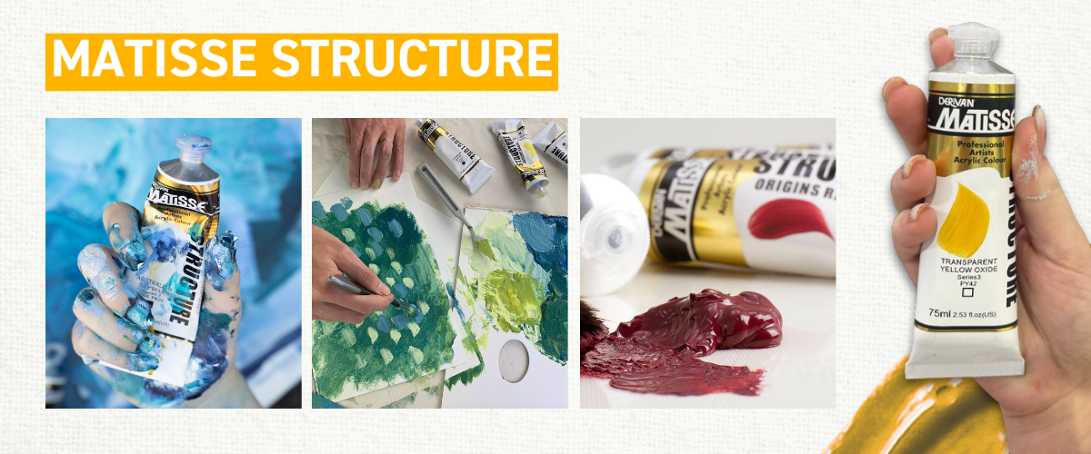 Matisse Structure Acrylic paint in vibrant, richly pigmented strokes on textured canvas, ideal for professional artists using impasto, palette knife, and heavy brushwork techniques.