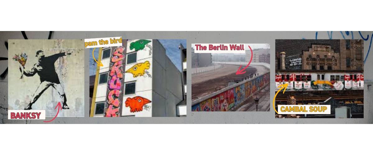  Banksy stencil artwork on urban wall demonstrating contemporary political street art style