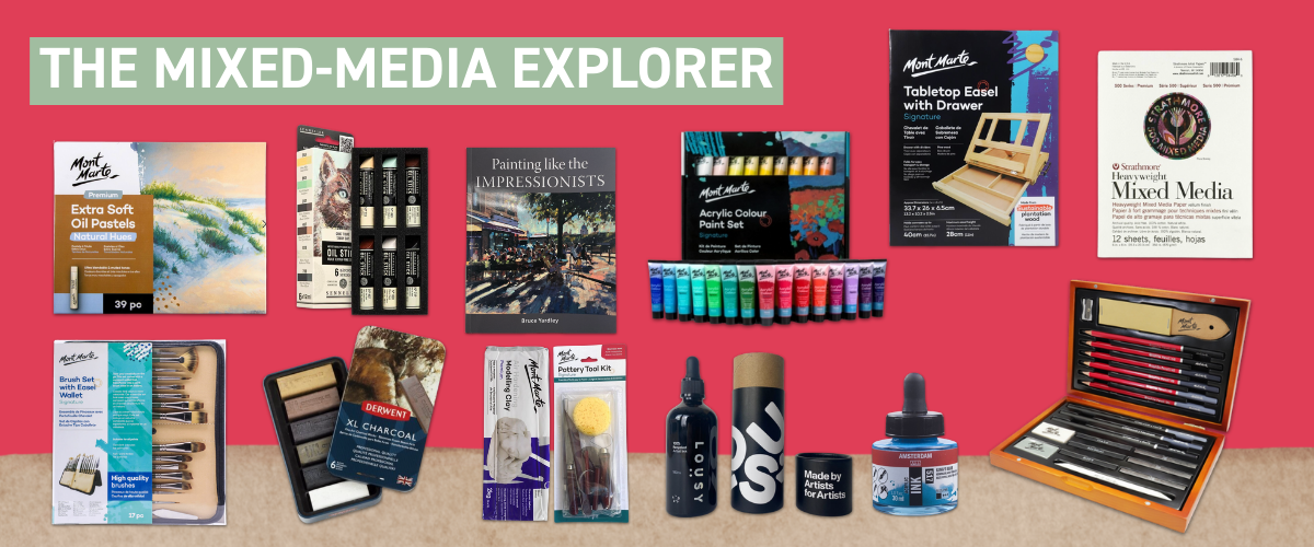 Christmas mixed media gifts for teen boys – paints, inks, clay and pastels banner