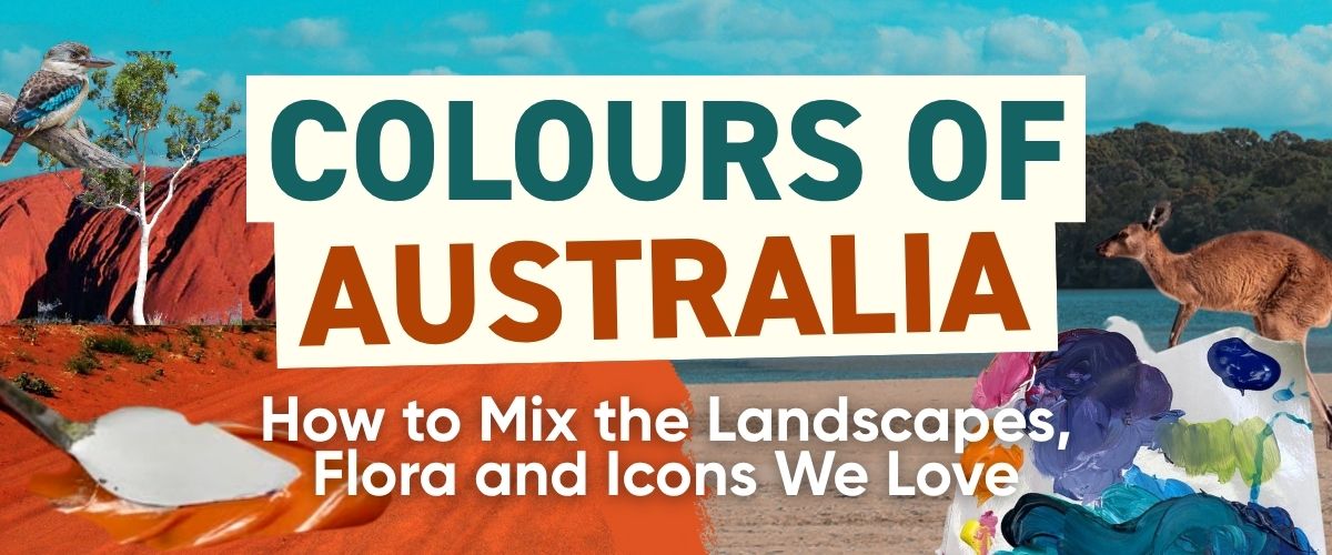 mixing-australian-colours-header-banner-art-shed.jpg) Colours of Australia blog banner with Uluru, a kookaburra, kangaroo and paint palette