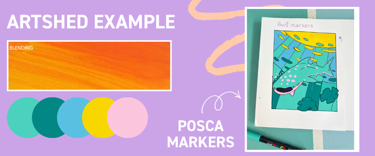 Paint pen example by Art Shed showing bold opaque colour and layered highlights