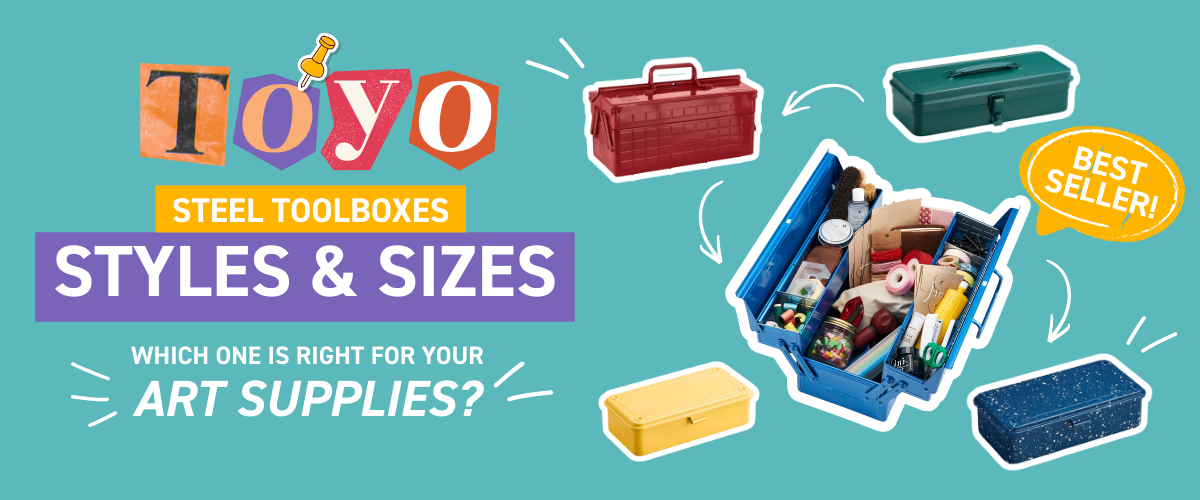Range of Toyo steel toolboxes in different styles and sizes for artists