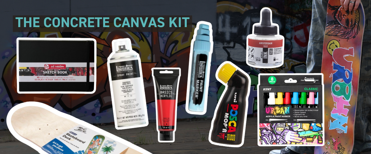  Street art starter kit with acrylic paint, markers and sketchbook for creating urban-style artwork