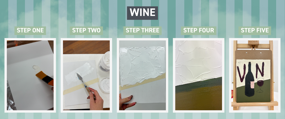 Textured wine bottle painting tutorial using modelling paste, palette knife and acrylic paint