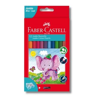 Faber Castell Jumbo Classic Colour Pencils Assorted 12 Pack + 1 sharpener