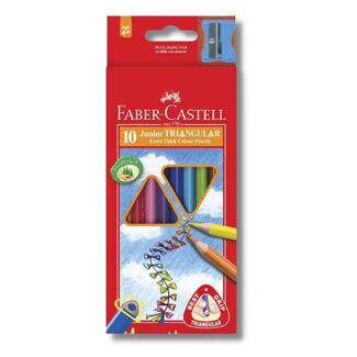 Faber Castell Junior Triangular Colour Pencils 10 Pack + 1 sharpener