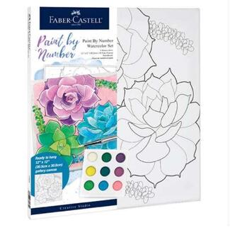 Faber Castell Creative Studio Paint By Numbers Watercolour Set - Succulents
