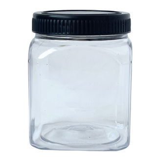 Derivan Refillables Empty Plastic Square Jar & Lid 250ml