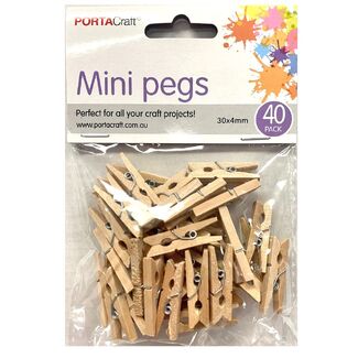 Wooden Clothes Pegs - Mini Natural 40pc