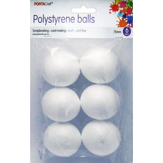 Polystyrene Ball 75mm 6pc