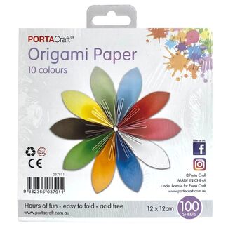 Origami Paper 12 x 12cm 100pc 10 Assorted Colours