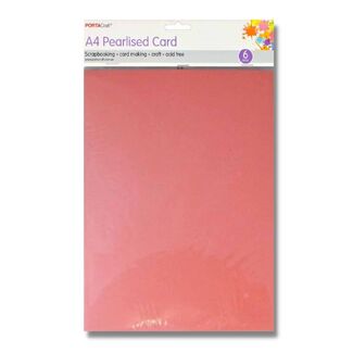 Pearlised Card A4 6pc - Pink