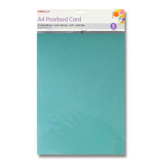 Pearlised Card A4 6pc - Soft Blue