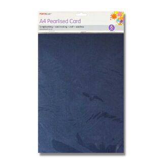 Pearlised Card A4 6pc - Denim