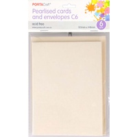 Pearlised Card & Envelope C6 6pc - White