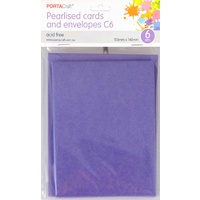 *Pearlised Card & Envelope C6 6pc - Violet