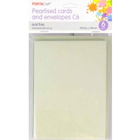 *Pearlised Card & Envelope C6 6pc - Mint