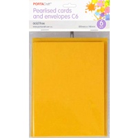 *Pearlised Card & Envelope C6 6pc - Light Gold