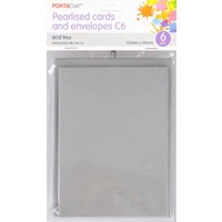 Pearlised Card & Envelope C6 6pc - Silver