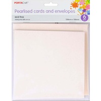 Pearlised Card & Envelope Square 13x13cm 6pc - White