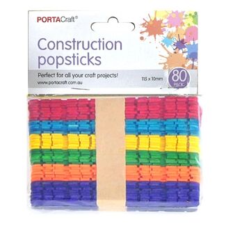 Popsticks Construction 80pc Coloured