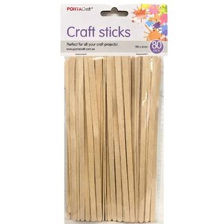 Wooden Craft Sticks 80pc Natural