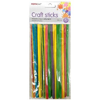 Wooden Craft Sticks 80pc Coloured