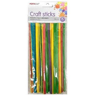 Wooden Craft Rod 80pc Coloured