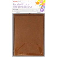 *Pearlised Card & Envelope C6 6pc - Bronze