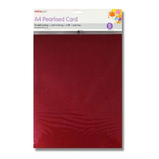 Pearlised Card A4 6pc - Dark Red