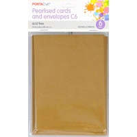 Pearlised Card & Envelope C6 6pc - Gold