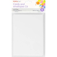 Craft Card & Envelope C6 6pc - White