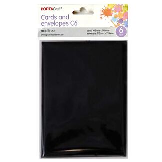 Portacraft Craft Card & Envelope C6 6pc - Black