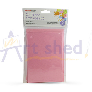 *Craft Card & Envelope C6 6pc - Hot Pink