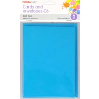 Craft Card & Envelope C6 6pc - Light Blue