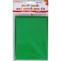 Craft Card & Envelope C6 6pc - Xmas Green