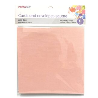 Craft Card & Envelope Square 13x13cm 6pc - Ballerina Pink