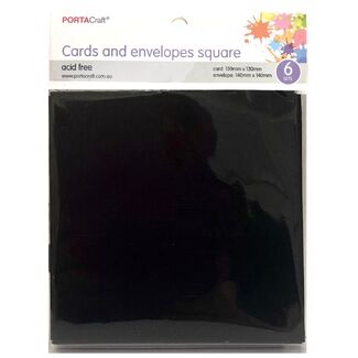 Craft Card & Envelope Square 13x13cm 6pc - Black