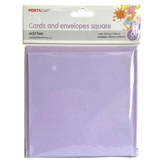 Craft Card & Envelope Square 13x13cm 6pc - Lilac