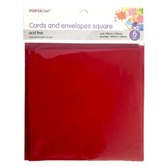 Craft Card & Envelope Square 13x13cm 6pc - Crimson