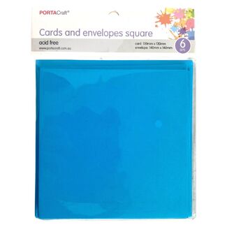 Craft Card & Envelope Square 13x13cm 6pc - Light Blue