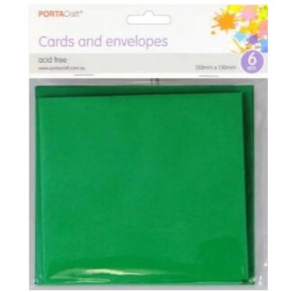 Craft Card & Envelope Square 13x13cm 6pc - Xmas Green