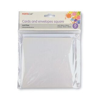 Portacraft Craft Card & Envelope Square 13x13cm 6pc - White