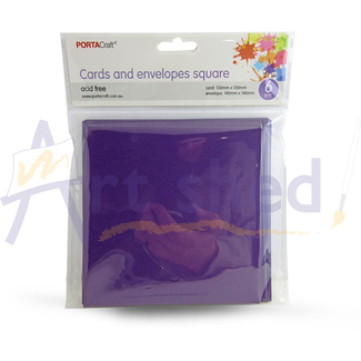 *Portacraft Craft Card & Envelope Square 13x13cm 6pc - Purple